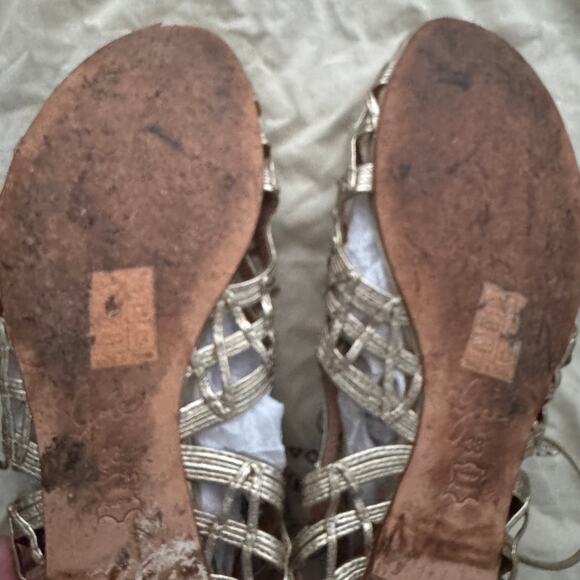 Joie Renee Lace Up Leather Gladiator Sandals in Metallic Gold - Picture 14 of 15